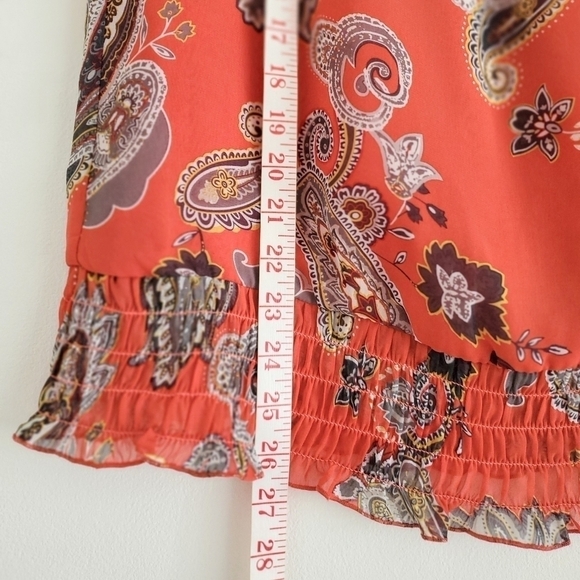 2/$35 Sale COMO Design Bohemian Orange Paisley Print Flowy Top Size S (8-10)EUC - Picture 7 of 11